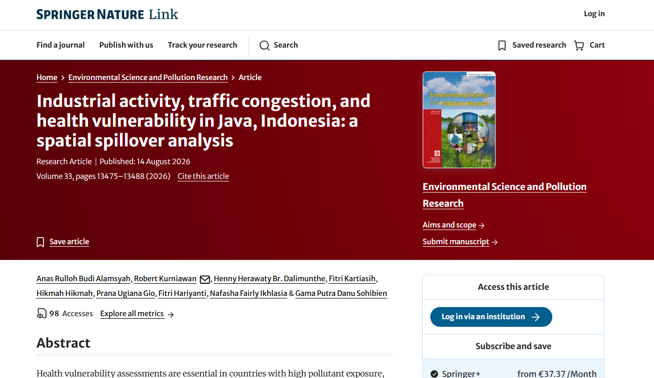 Gambar ke-3 untuk artikel Industrial activity, traffic congestion, and health vulnerability in Java, Indonesia: a spatial spillover analysis